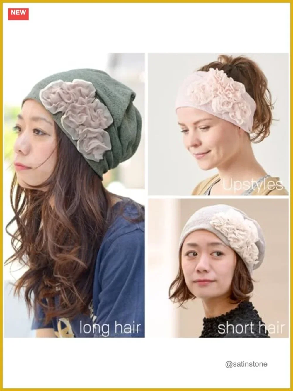 3-Way Beanie Hat Neck Gaiter Hairband Floral Petal Turban Chemo Cap